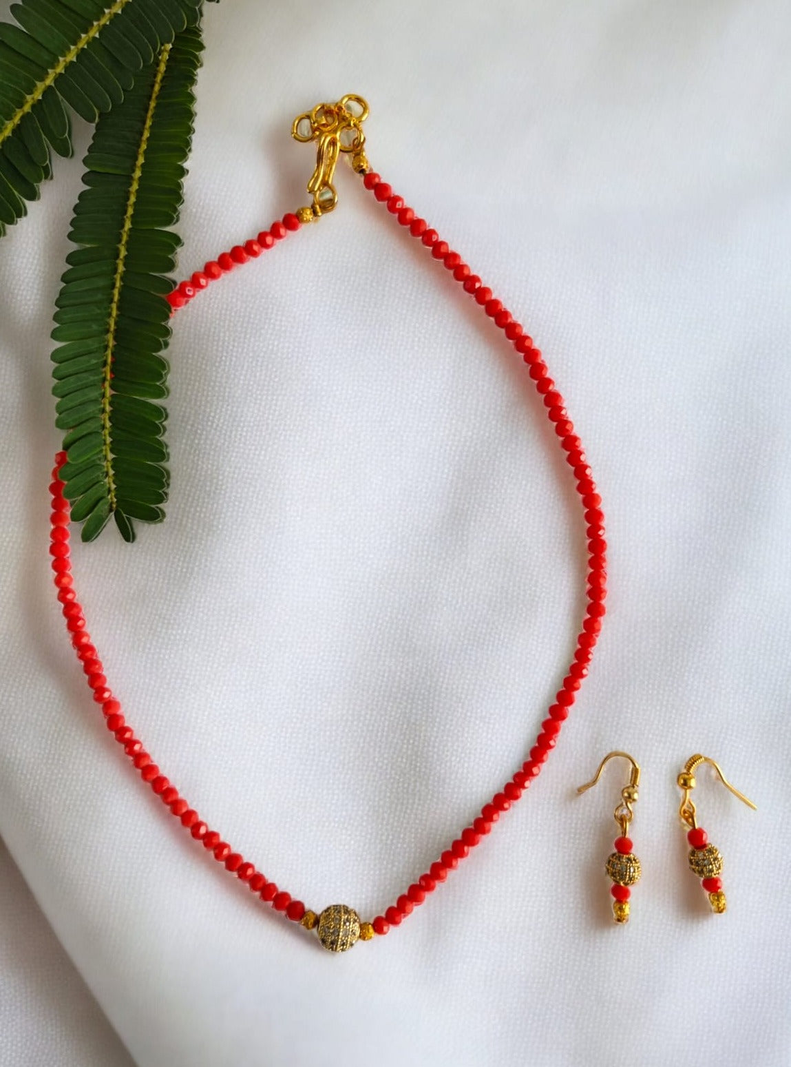Shyamala , Coral Finish Beads Long Necklace Set for Women-SAY001CN –  www.soosi.co.in